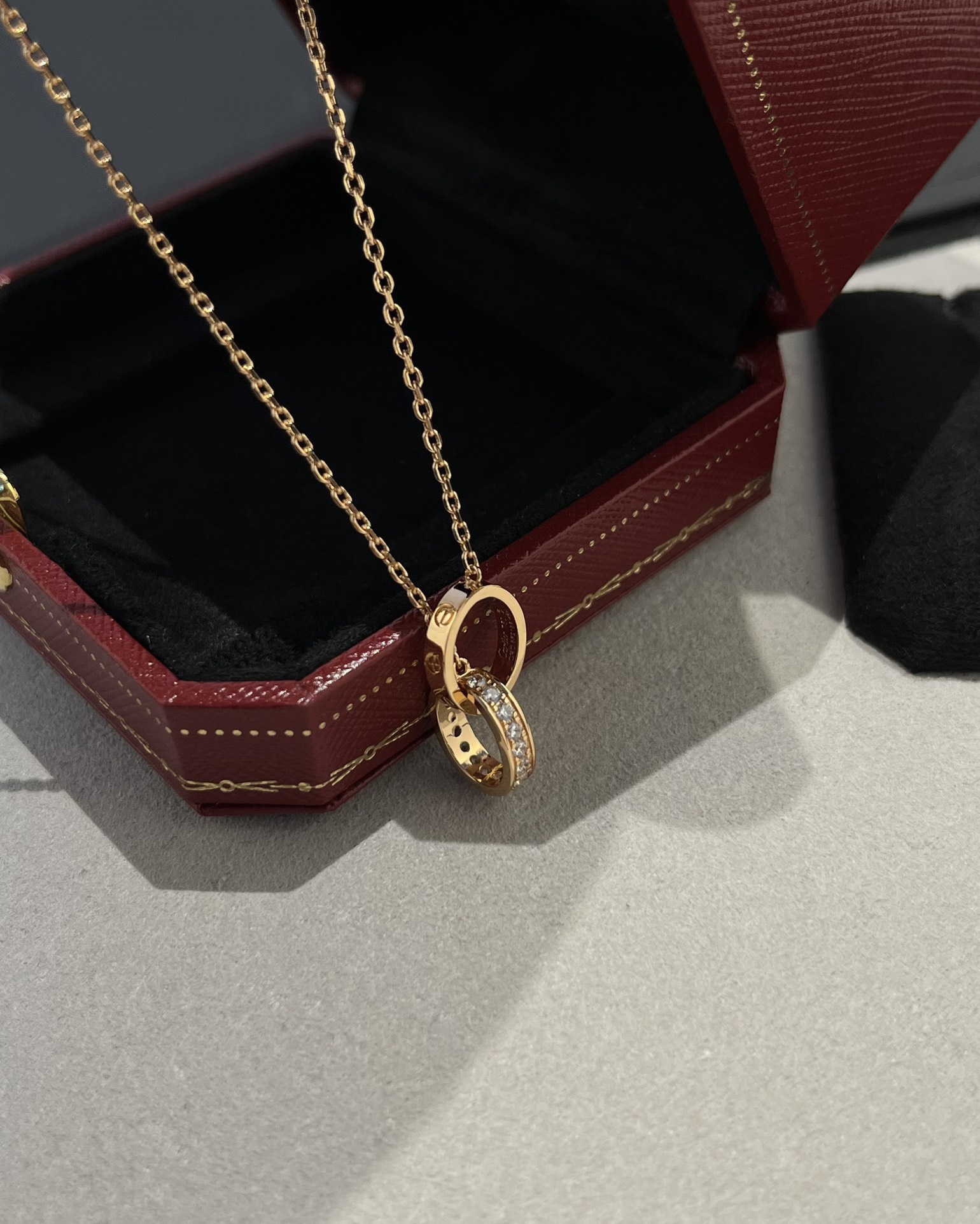 Cartier Classic Diamond Double Ring Necklace
