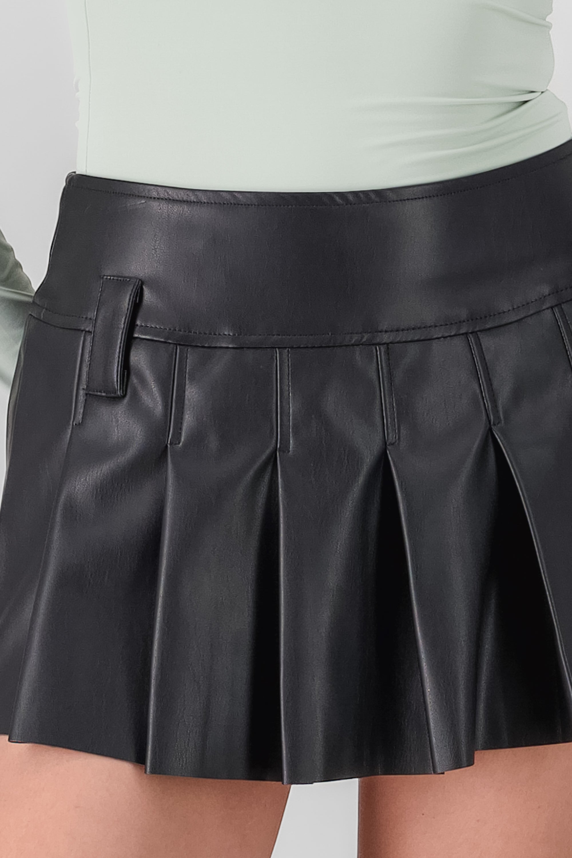 Solid Faux Leather Mini Skirt