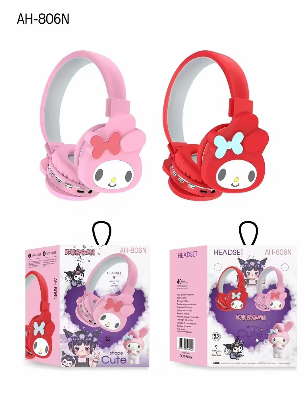 Sanrio Bluetooth Headphones Over Ear Retractable Headphones