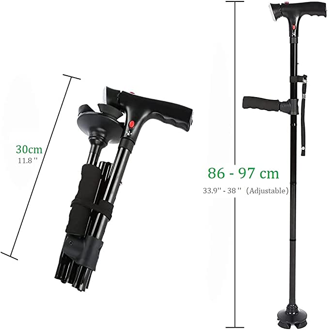 (🔥Last Day Promotion-SAVE 50% OFF)-Aluminum Alloy With LED Light Non-Slip Height Adjustable Foldable Walking Stick-BUY 2 GET 10% OFF & FREE SHIPPING