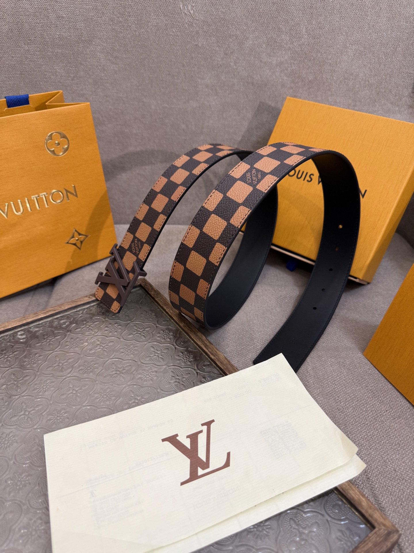 Louis Vuitton Monogram double-sided print belt 4CM wide
