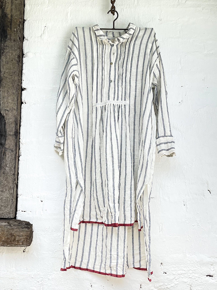 Casual Button Stripe Long Slit Shirt
