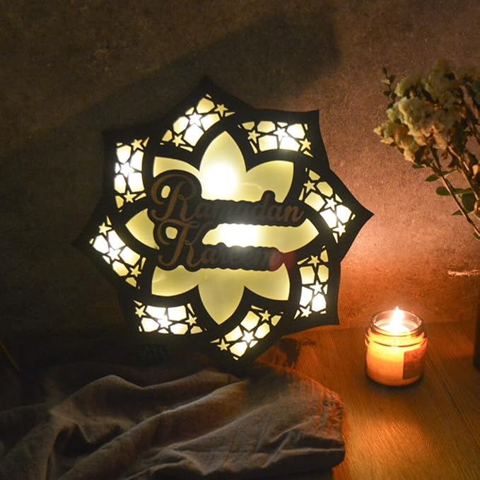 💐💐Dimensional Wooden Ramadan Glow Night Light Decoration Set