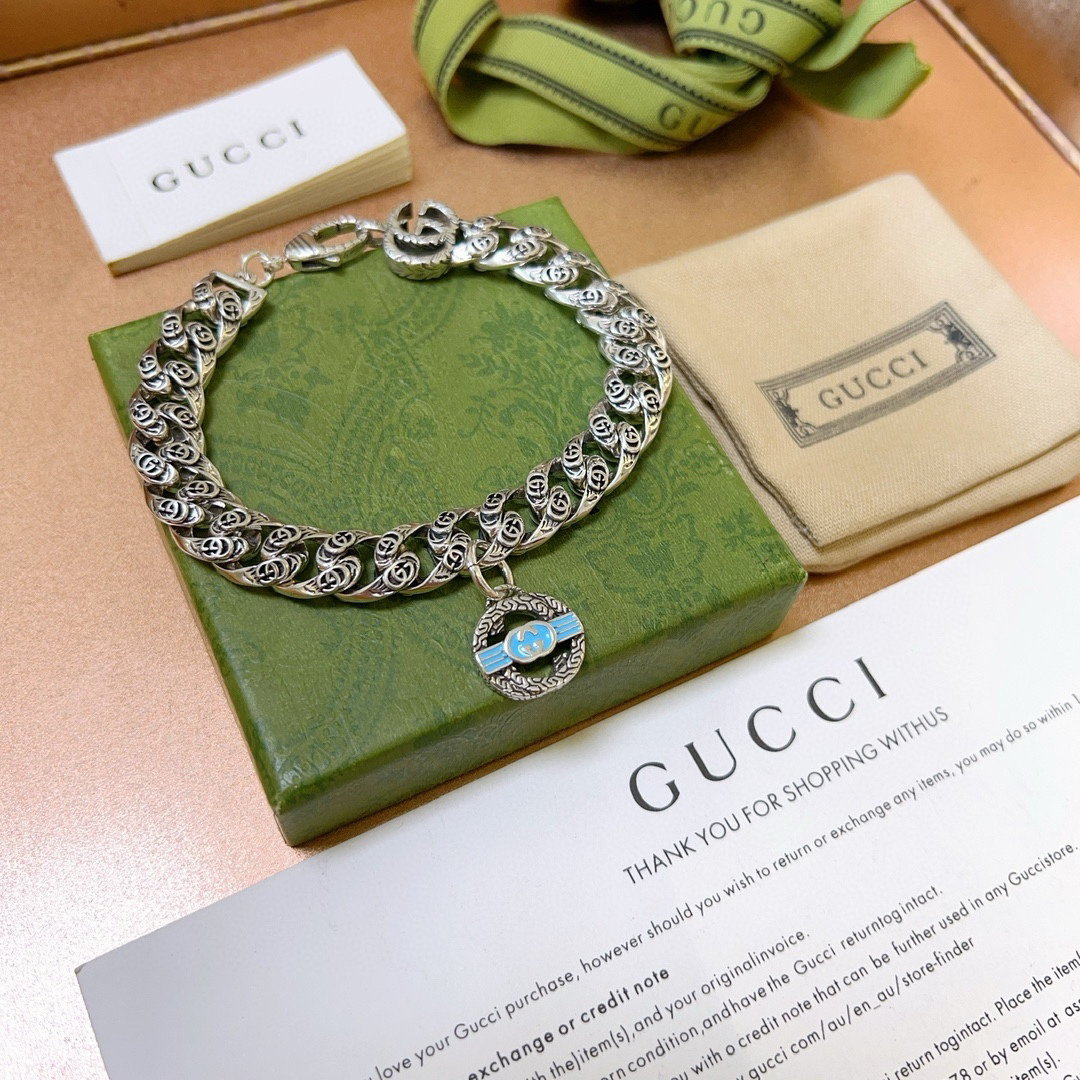 Gucci Blue GG Flat Bracelet