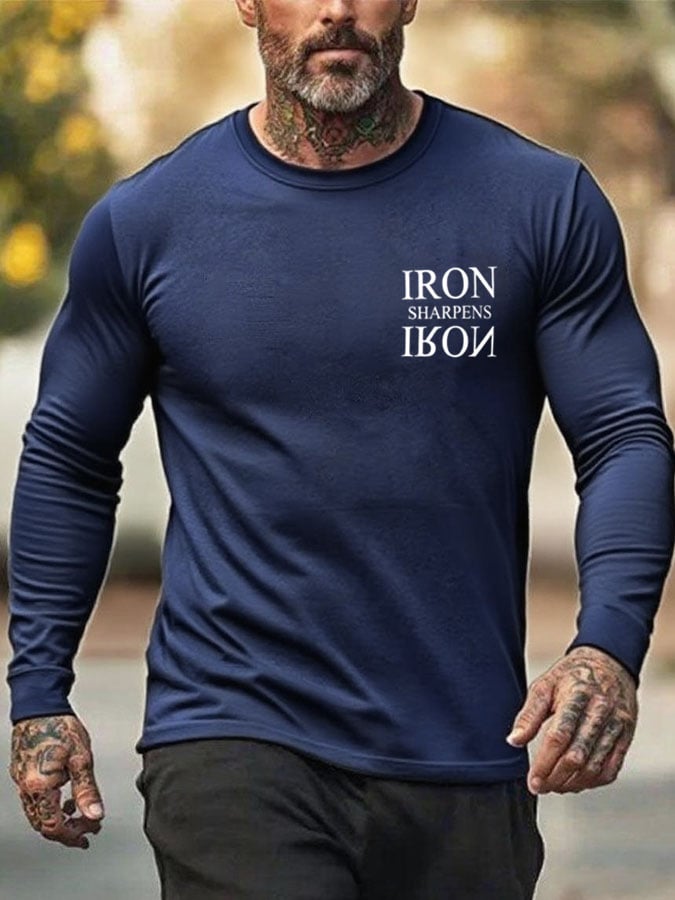 Men's Iron Sharpen Iron Printed Christian T-shirt