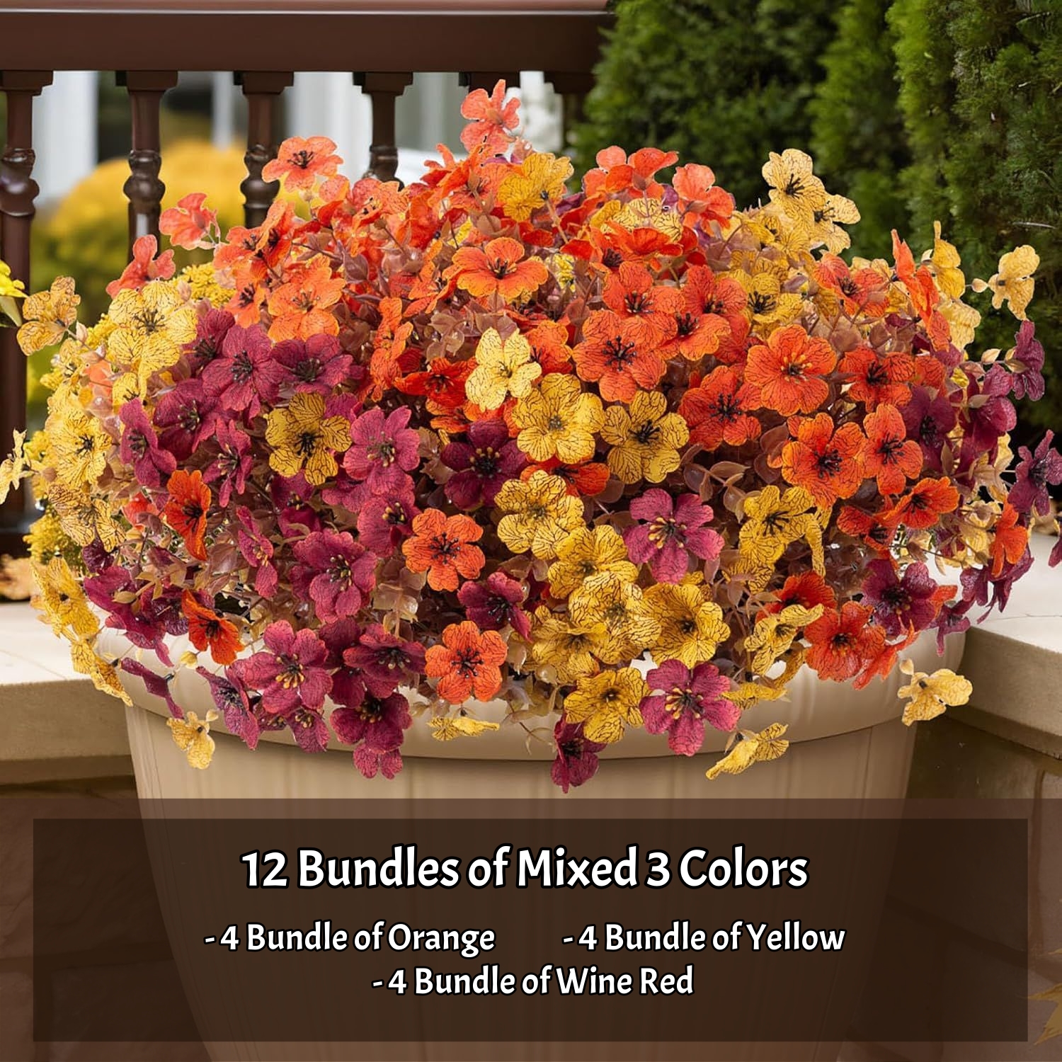 🏆Flash Sale⚡Artificial Fake Fall Plants Flowers for Outdoor Outside Decoration- UV resistant, Waterproof, Windproof