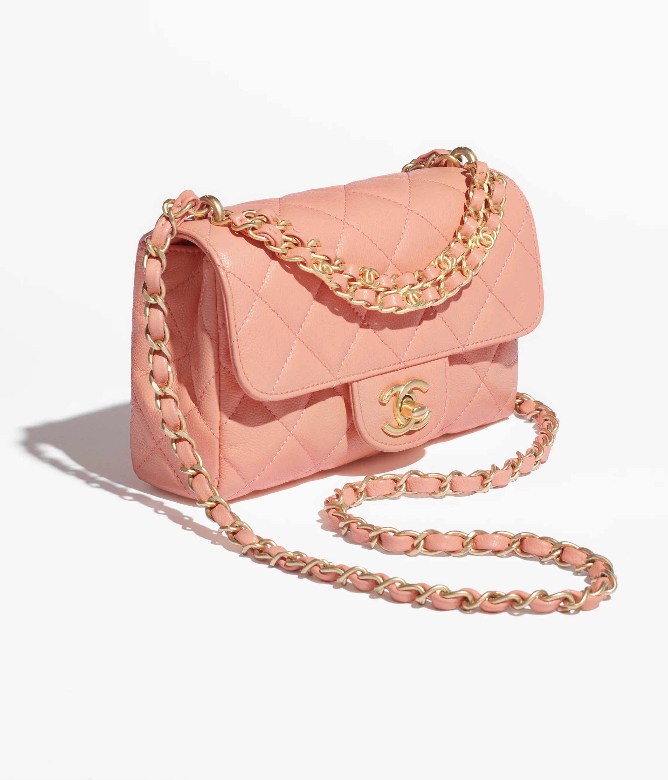 Chanel Mini Flap Bag Grained Calfskin & Gold-Tone Metal Light Orange AS5239-B19405-NADOL