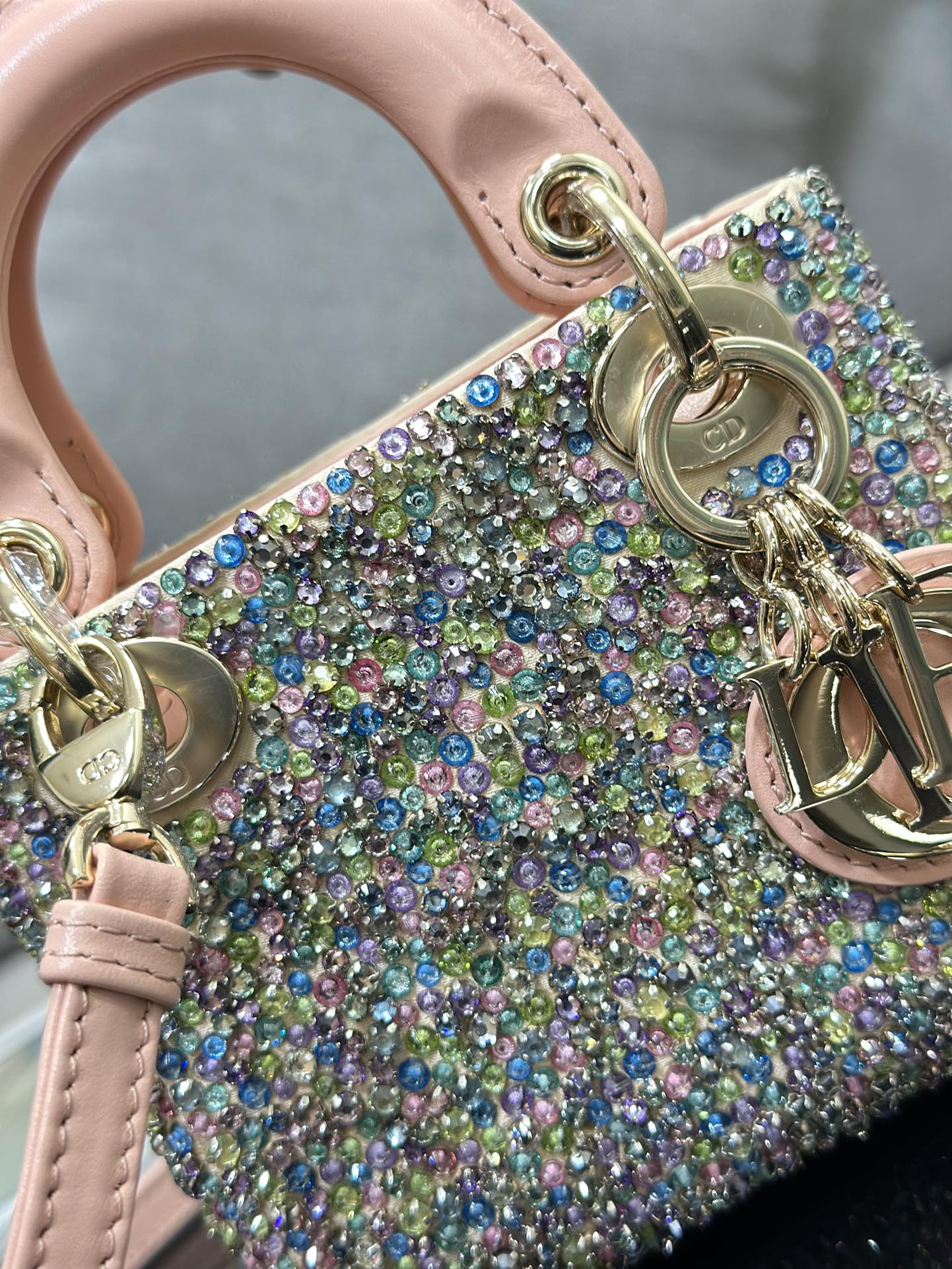 Dior Super Mini Embroidered Colorful Beads Diamond Princess Diana Bag S0856