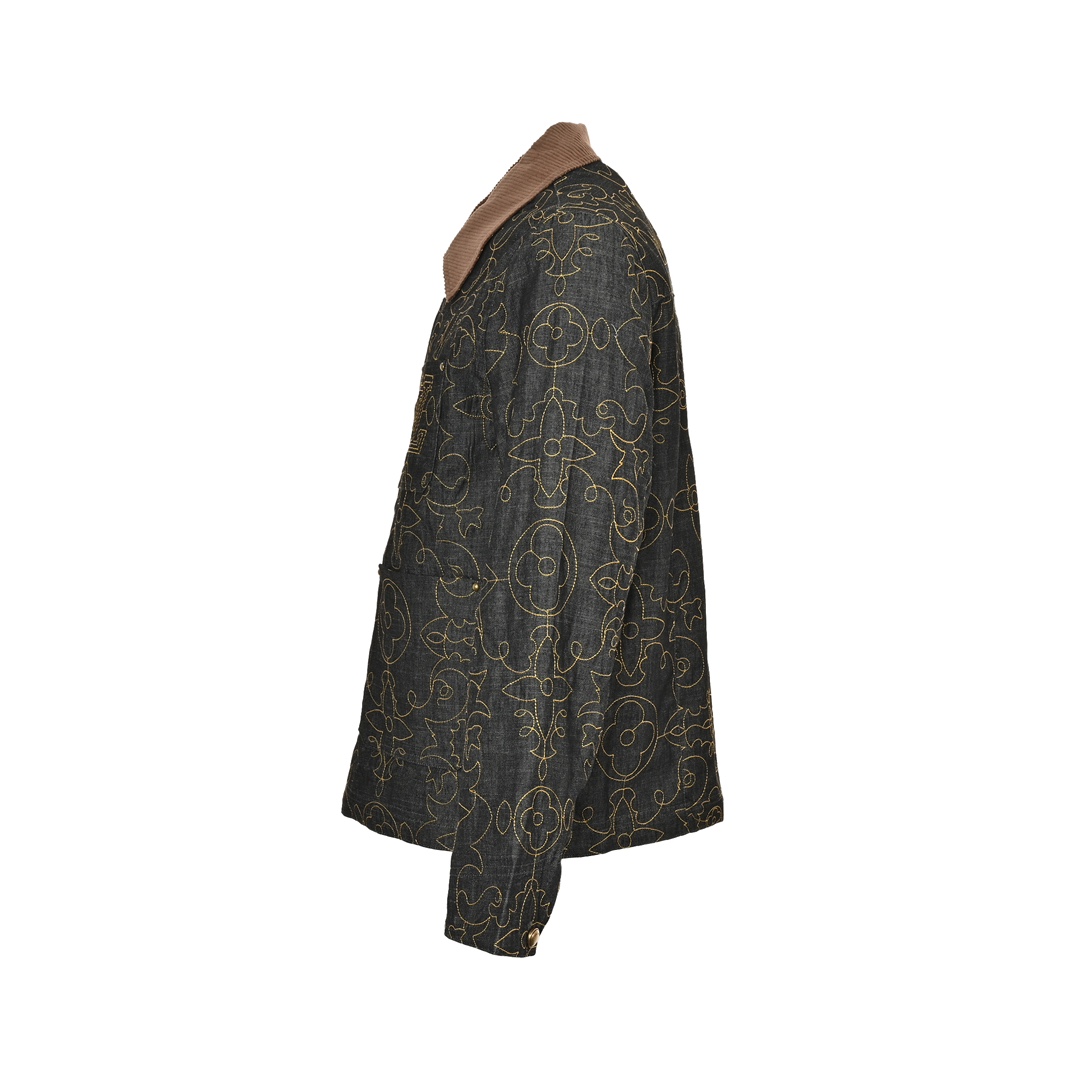 Louis Vuitton 24Fw gold thread embroidered monogram suit denim jacket
