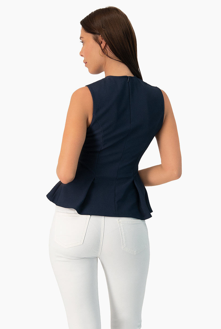 Blusa tipo peplum sin mangas