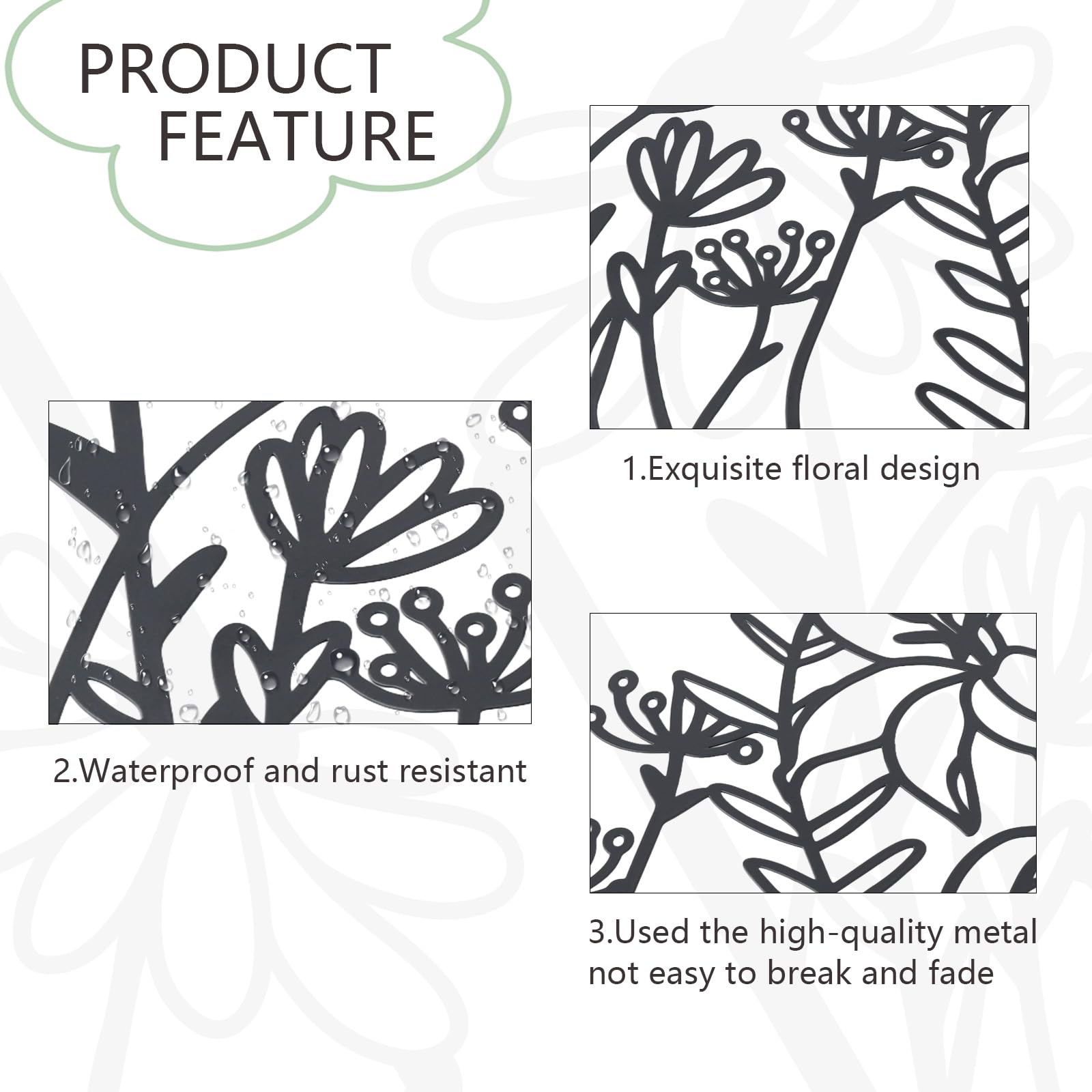 Elegant Metal Floral Wall Decor Set (3 Pieces)