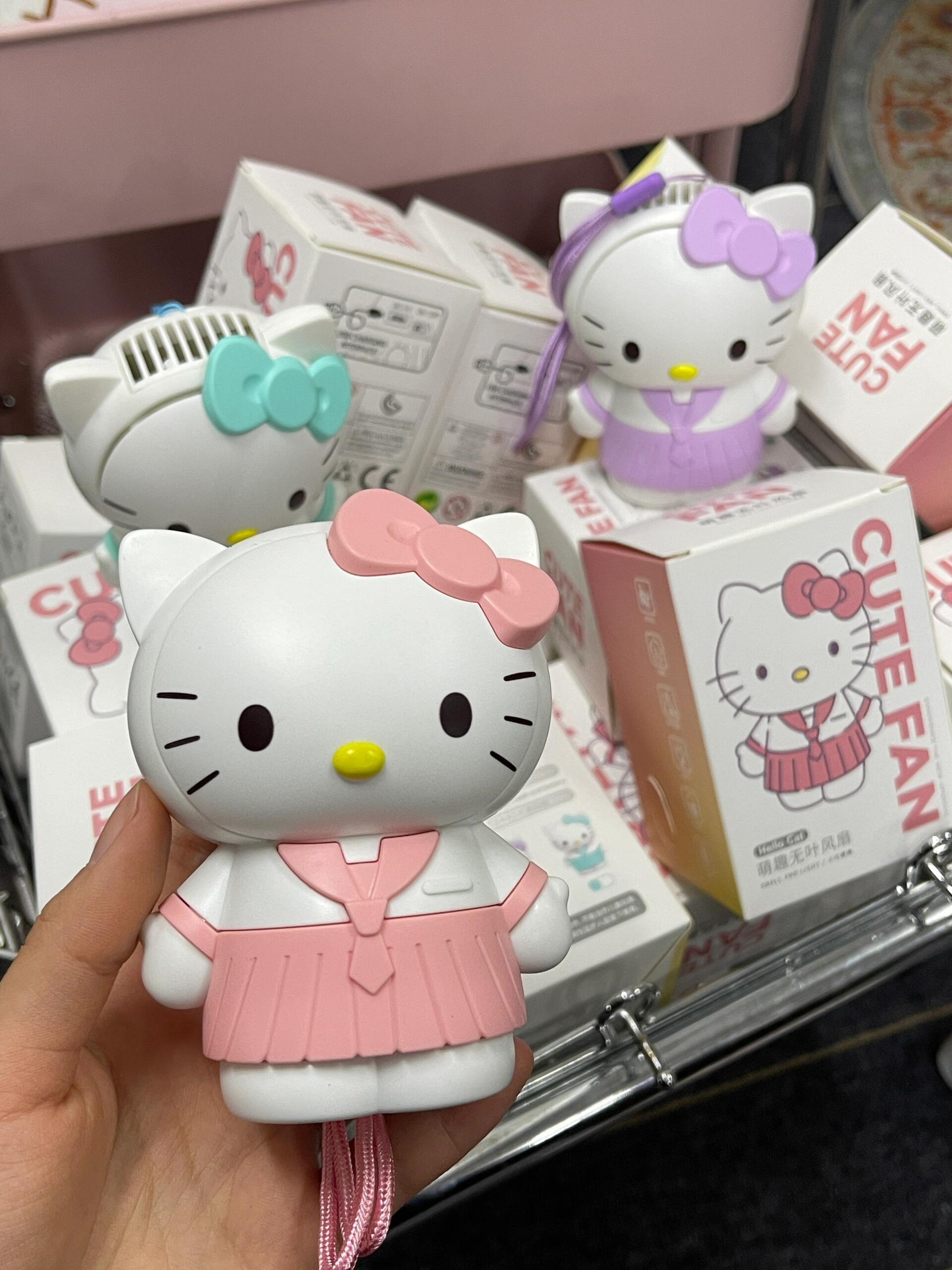 Hellokitty Handheld Mini Portable Fan Rechargeable Personal Desk Fan Small Hand Fan for Outdoor Travel Gifts for Women Girls
