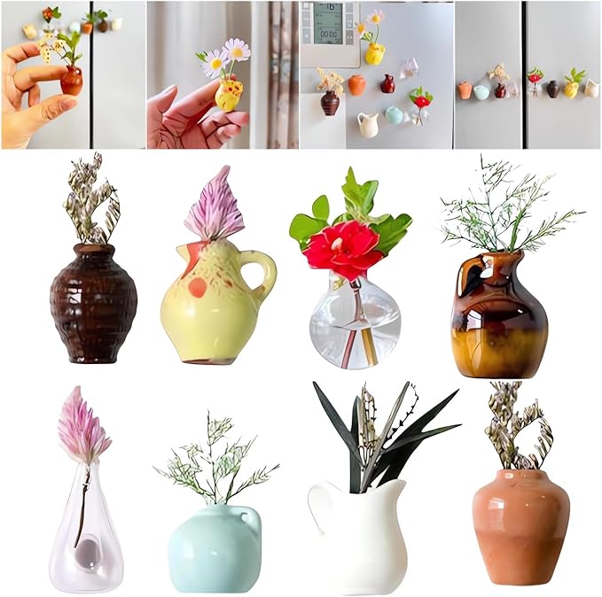 🍁🍁Cute ceramic vase magnetic refrigerator magnet