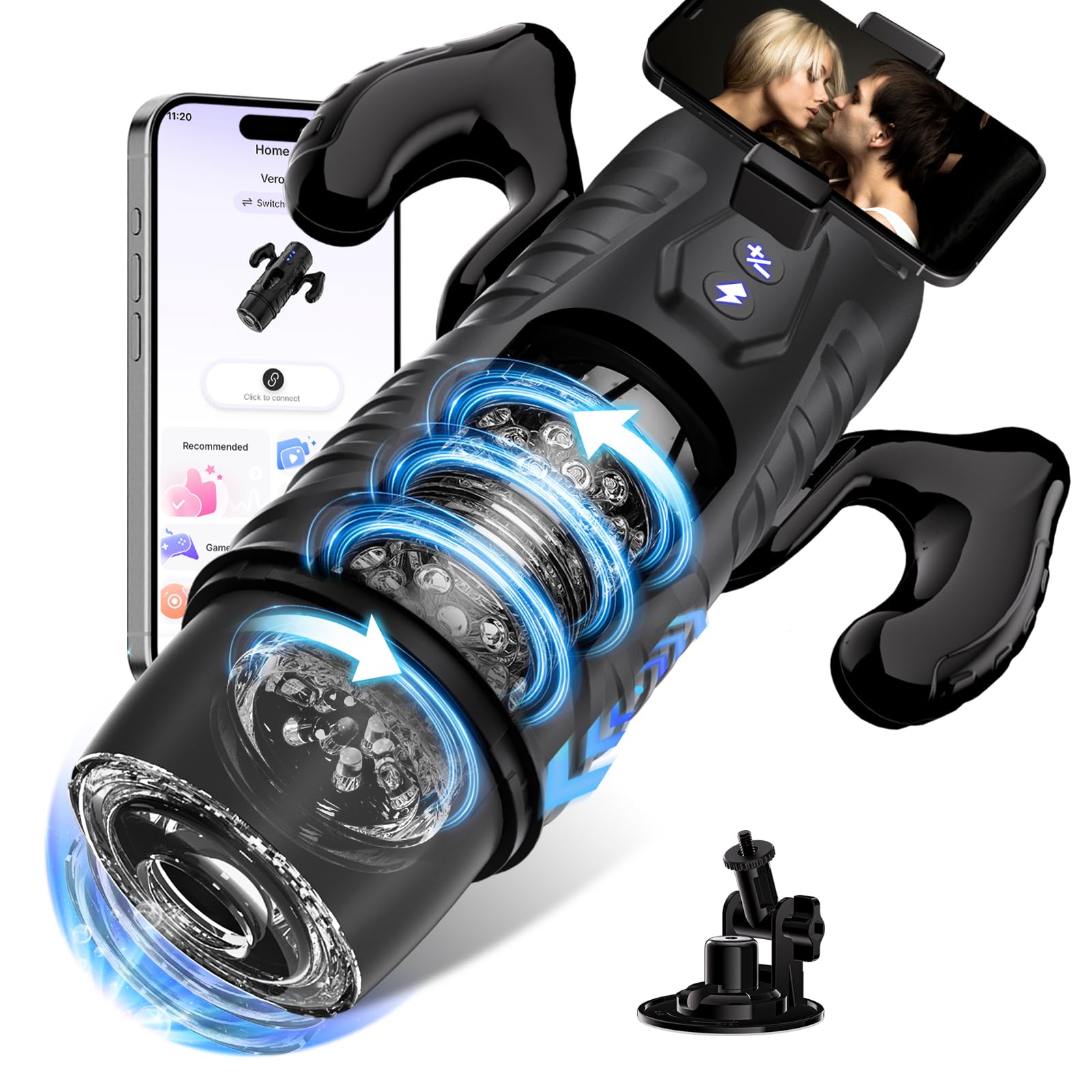 EINSEO AI Interactive Male Masturbator Sex Toys for Men - Adult Toy Male Sex Toys with 7 Thrusting & 7 Rotating Modes,Hands Free Pocket Pussy Sex Machine LCD Display with Visual Window & Mounting Base