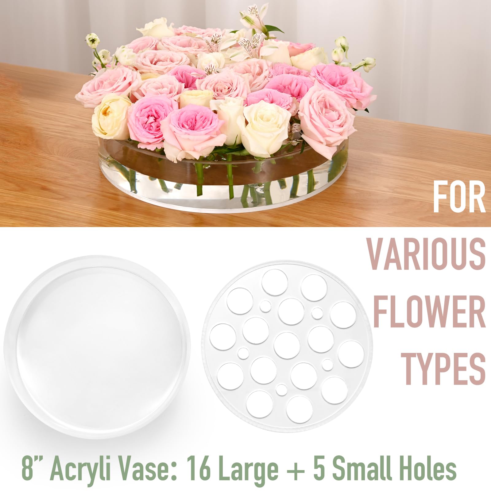 👍Last Day Promotion 60% OFF💥Circular Leak-Proof Clear Acrylic Low Vase