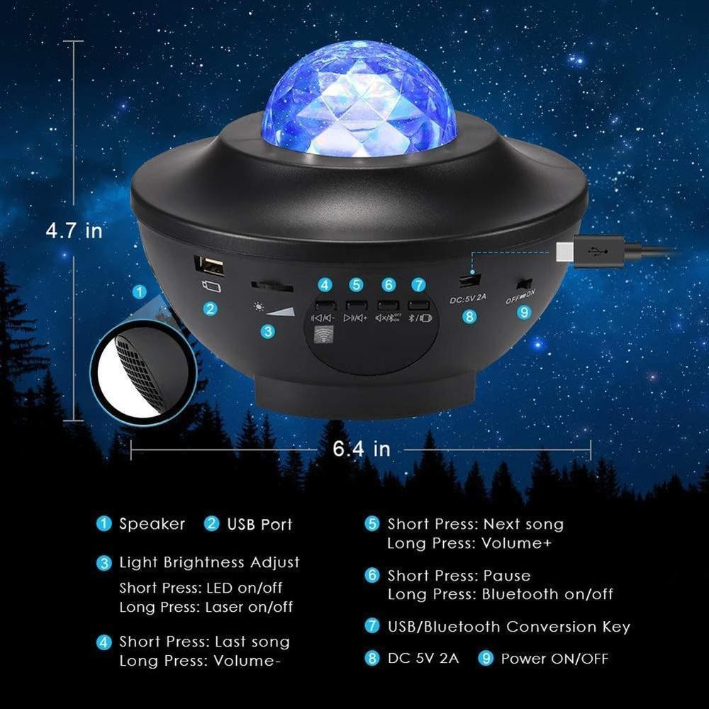 (🔥Last Day Promotion-SAVE 50% OFF)✨Galaxy Projector with Bluetooth Music Speaker-BUY 2 GET 10% OFF & FREE SHIPPING！