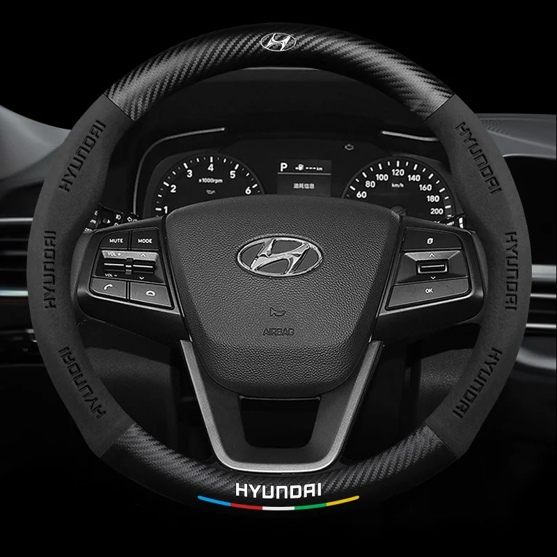 Steering wheel cover 3D embossed carbon fiber leather protective cover