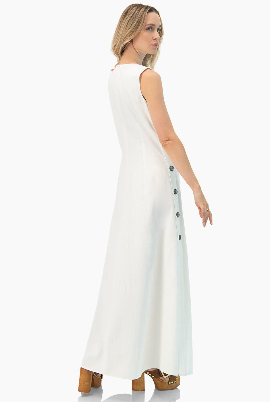 Vestido largo sin mangas blanco