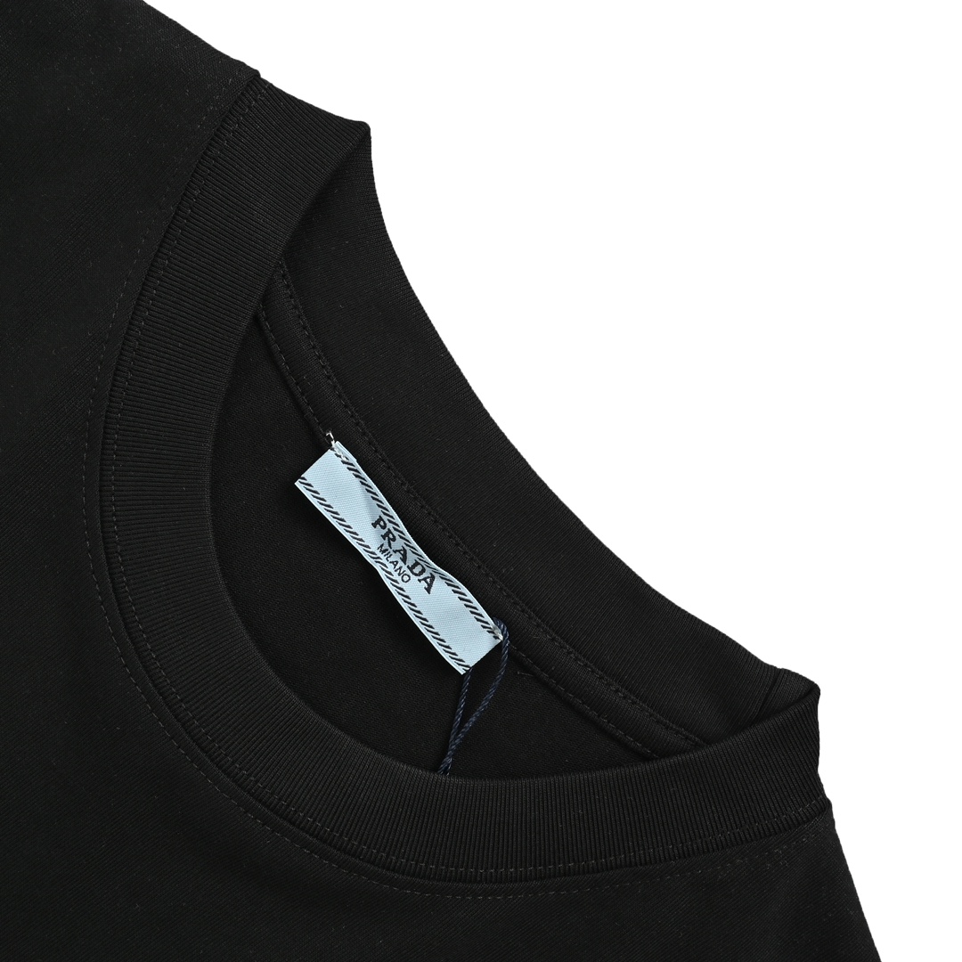 Prada 24ss three-dimensional laminated letter short sleeve