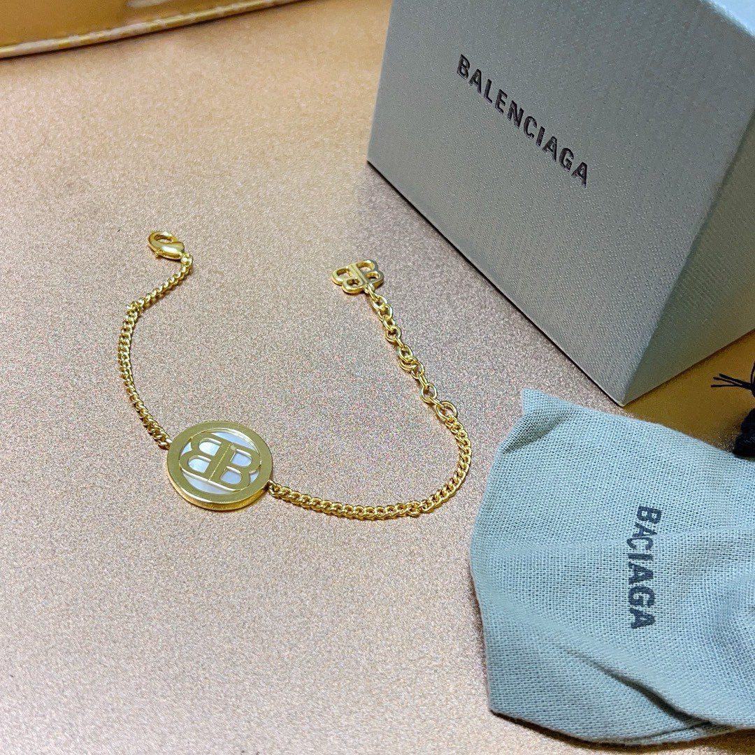Balenciaga BB Round Gold Bracelet