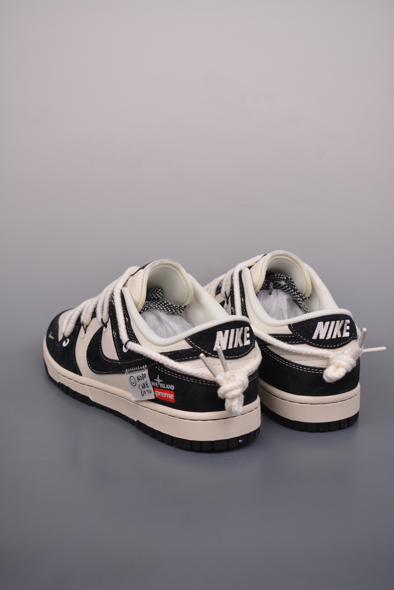 Stone Island x Supreme x Nike By You SB Dunk Low Retro SP Black, Beige, White and Red Label YX5066-202
