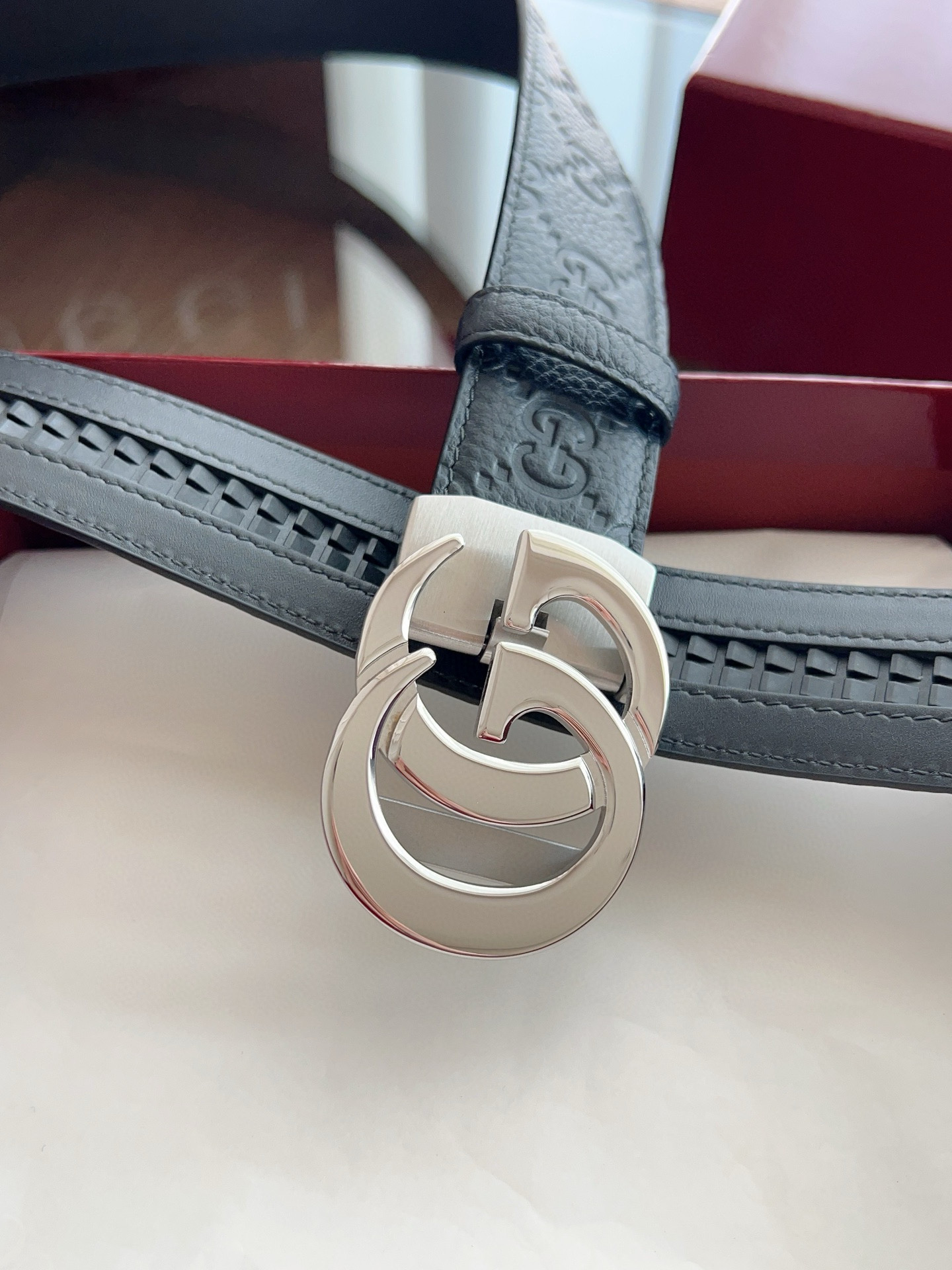Gucci automatic smooth buckle double-sided cowhide belt width 3.5cm