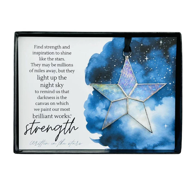 Written in the Stars: Strength Handmade Glass Star Ornament