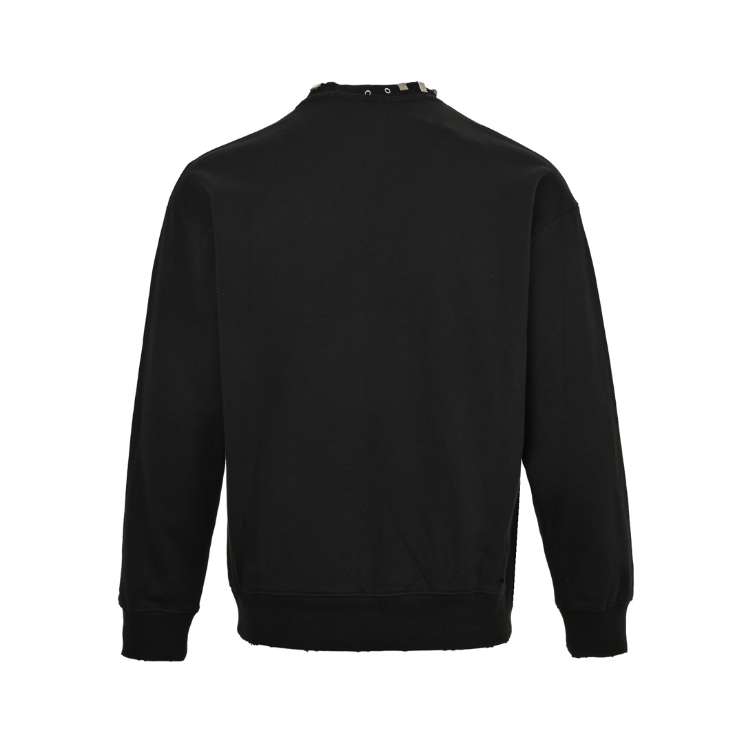Balenciaga 24Fw pierced collar rivet crew neck sweatshirt