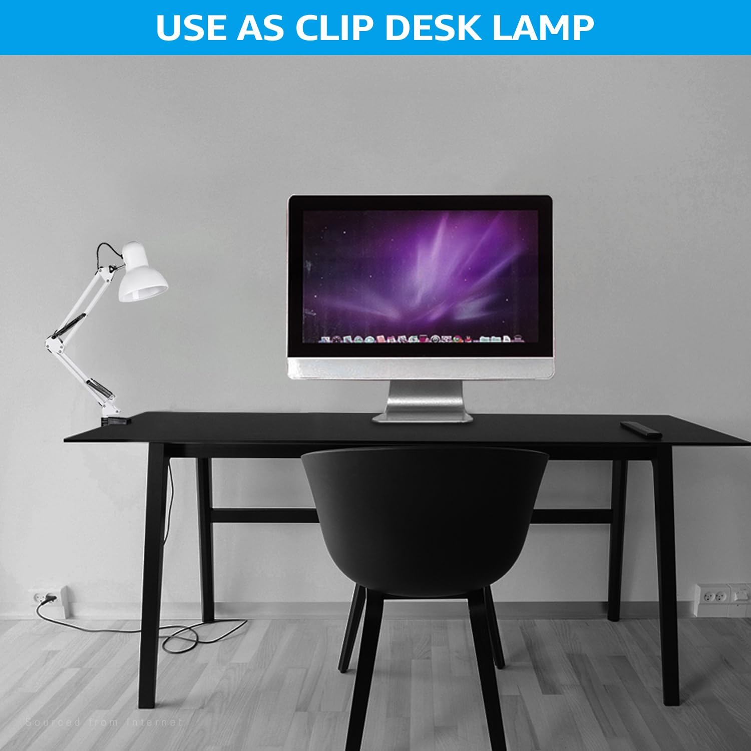 TORCHSTAR Metal Desk Lamp with Clamp, Swing Arm , Architect Adjustable Gooseneck Table Lamp, Clip Desk Lights for Home Office, Work, Study, Reading, E26 Base, Multi-Joint, Black