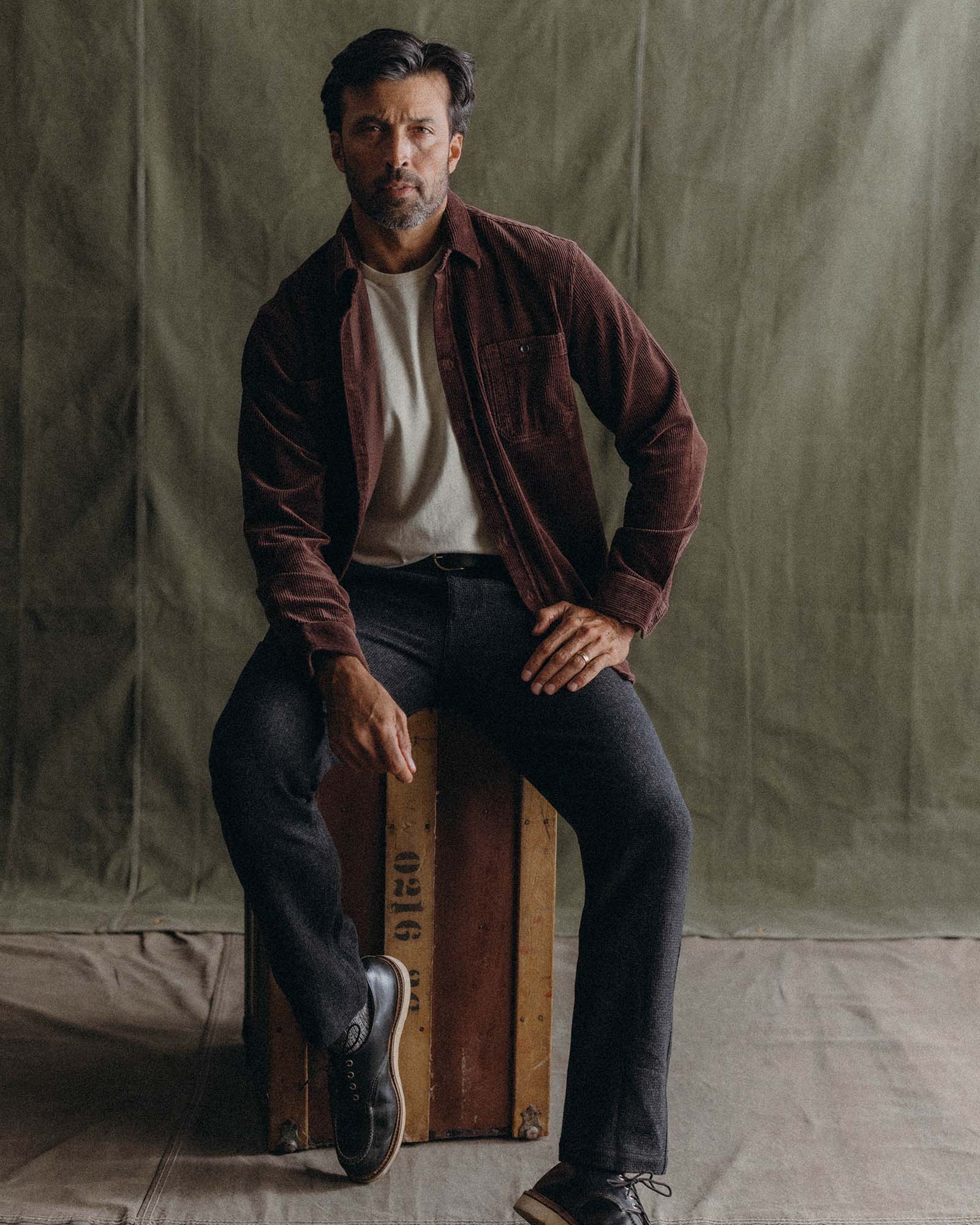 The Utility Shirt in Burgundy Corduroy