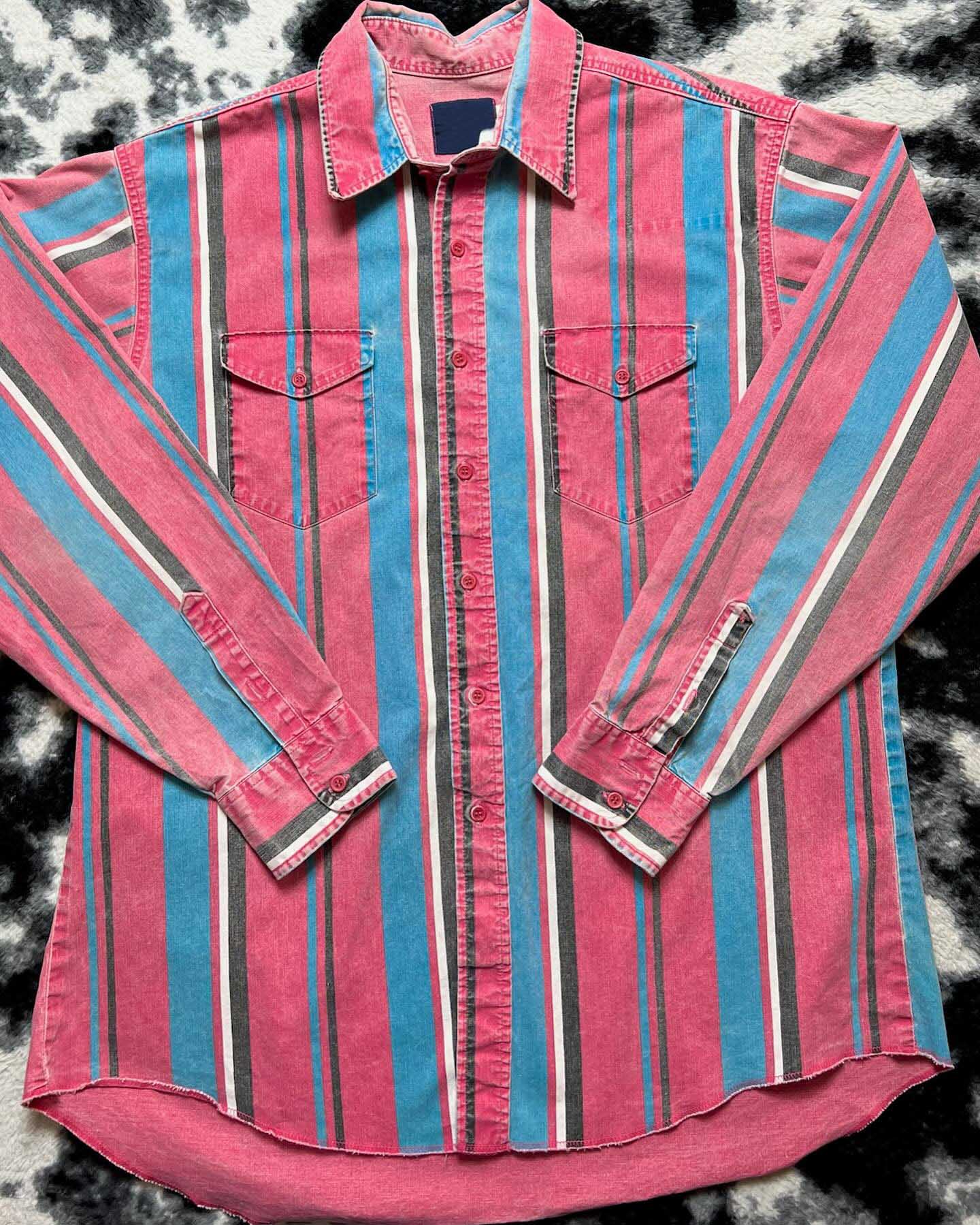 Men's Casual Retro Red Striped Long Sleeve Shirt