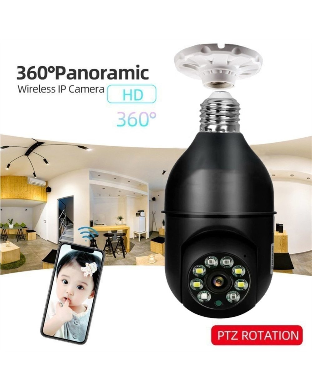 Wireless Wifi Bulb Camera Security Camera Premium