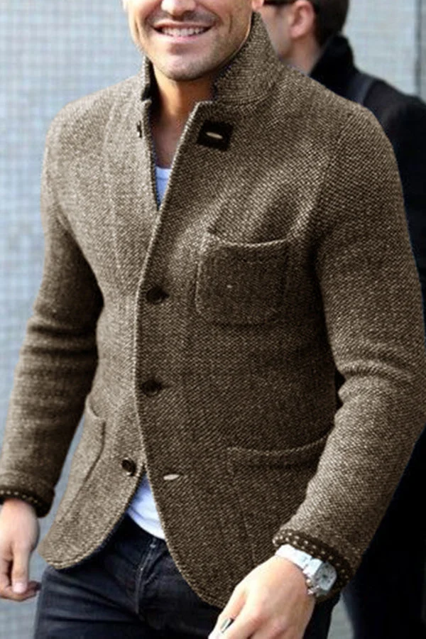 (🎁2024 New Year Hot Sale🎁)MEN'S RETRO GREY KNITTED JACKET
