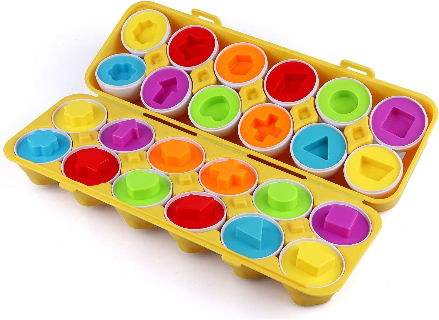 Toddler Toys - Color and Shape Matching Eggs Educational Game - Christmas Easter Gift for Babies 18 Months and Up (12 Eggs)