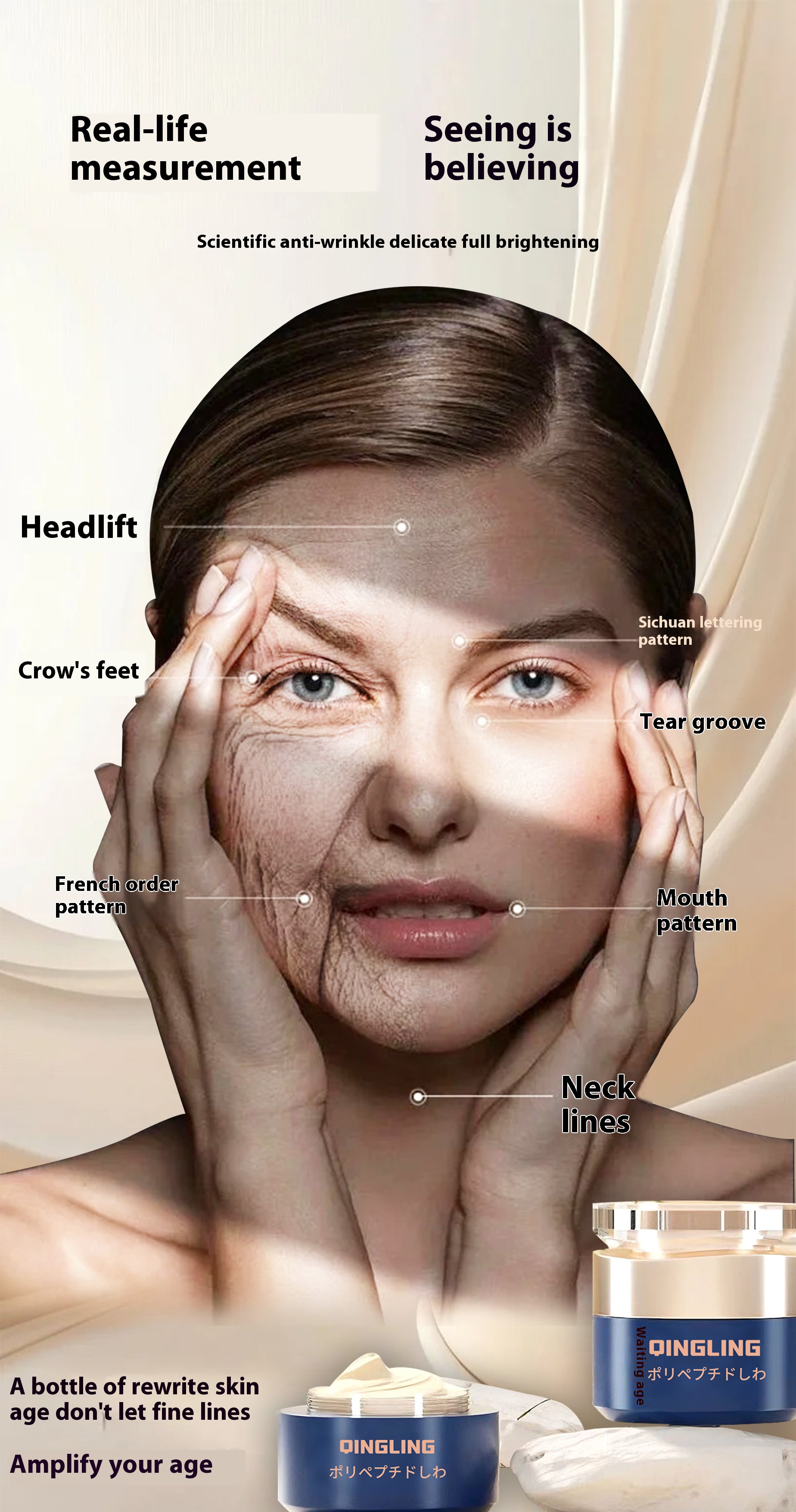 【 New Welfare 】QING LING- Leaning Age Master Polypeptide anti-wrinkle firming cream moisturizes and reduces crow's feet lines