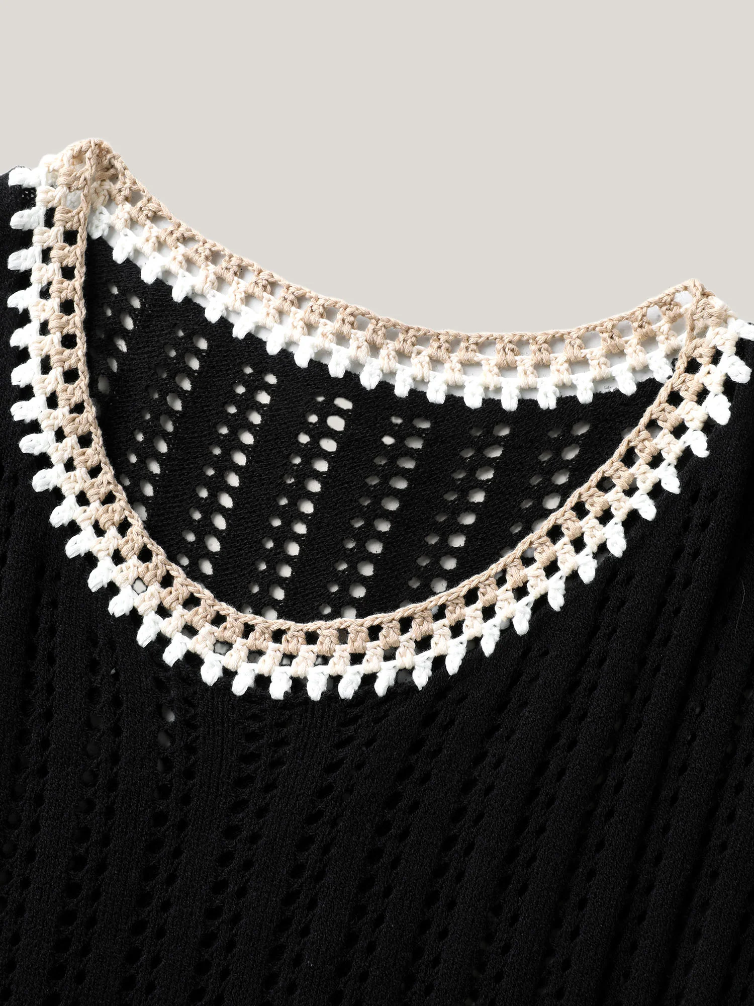 Crochet Floral Embroidery Slit Swim Cover-Up