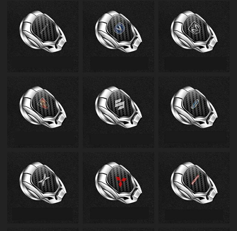 🚗2023 Car logo brand carbon fiber car engine start stop button decoration