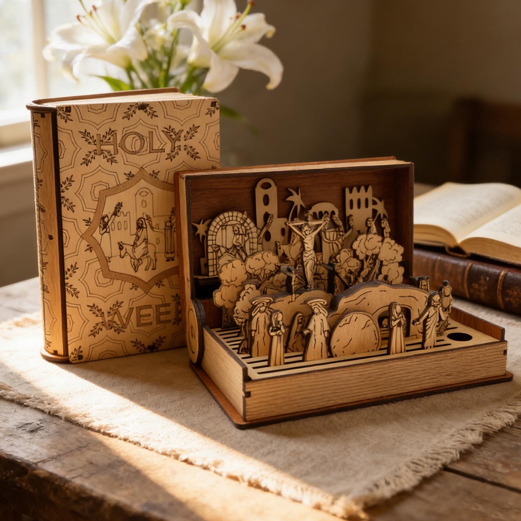 2026 Holy Week Wooden Diorama Book | Unique Religious Heirloom