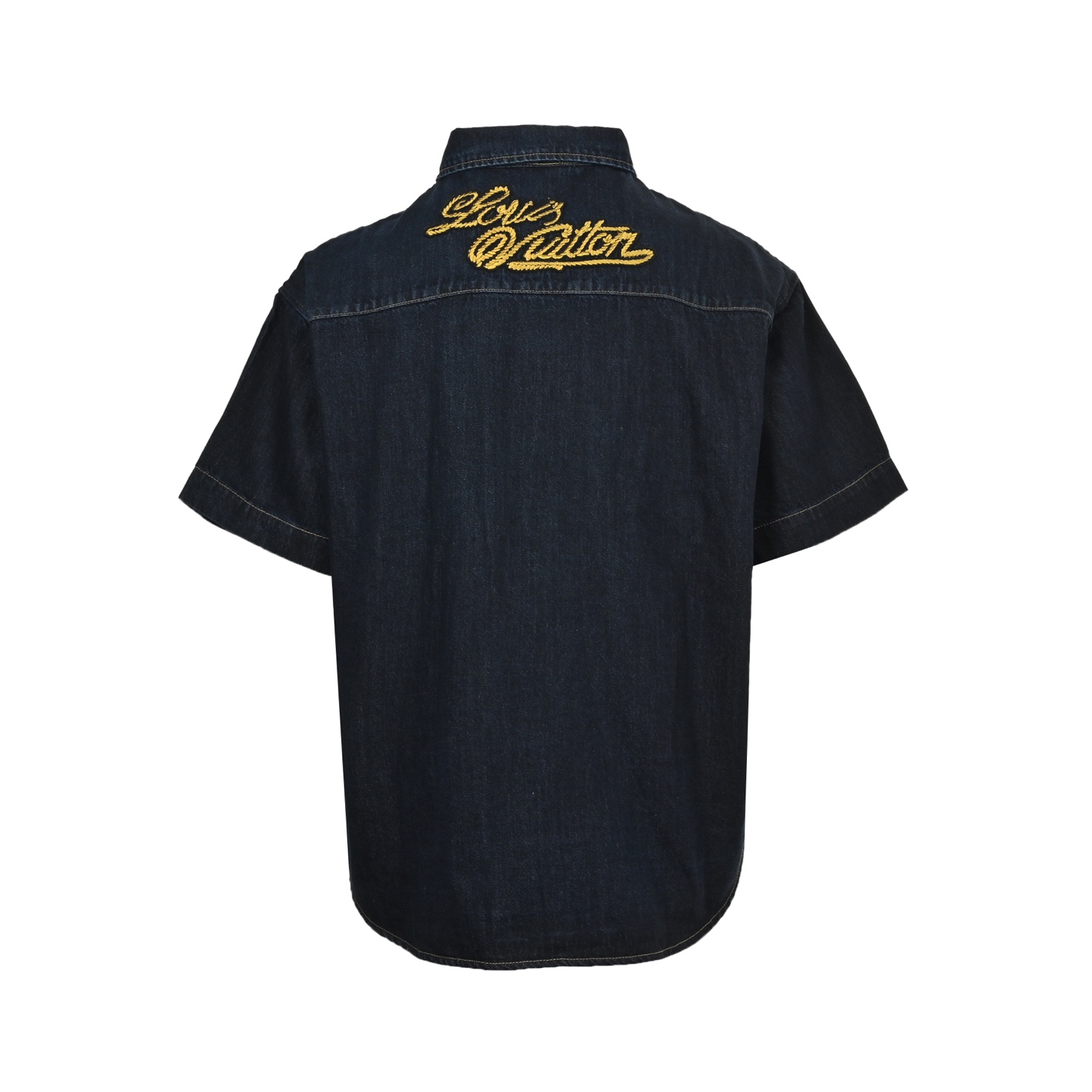 Louis Vuitton 25ss rope signature monogram embroidered denim short sleeve shirt