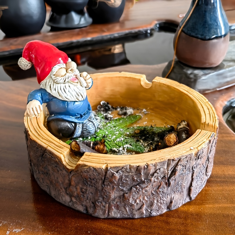 1pc Outdoor Garden Resin Handicraft Decorative Ornaments, Dwarf In The Bath Basin, Creative Home Office Ornaments, Multi-Functional Ashtray Ornaments