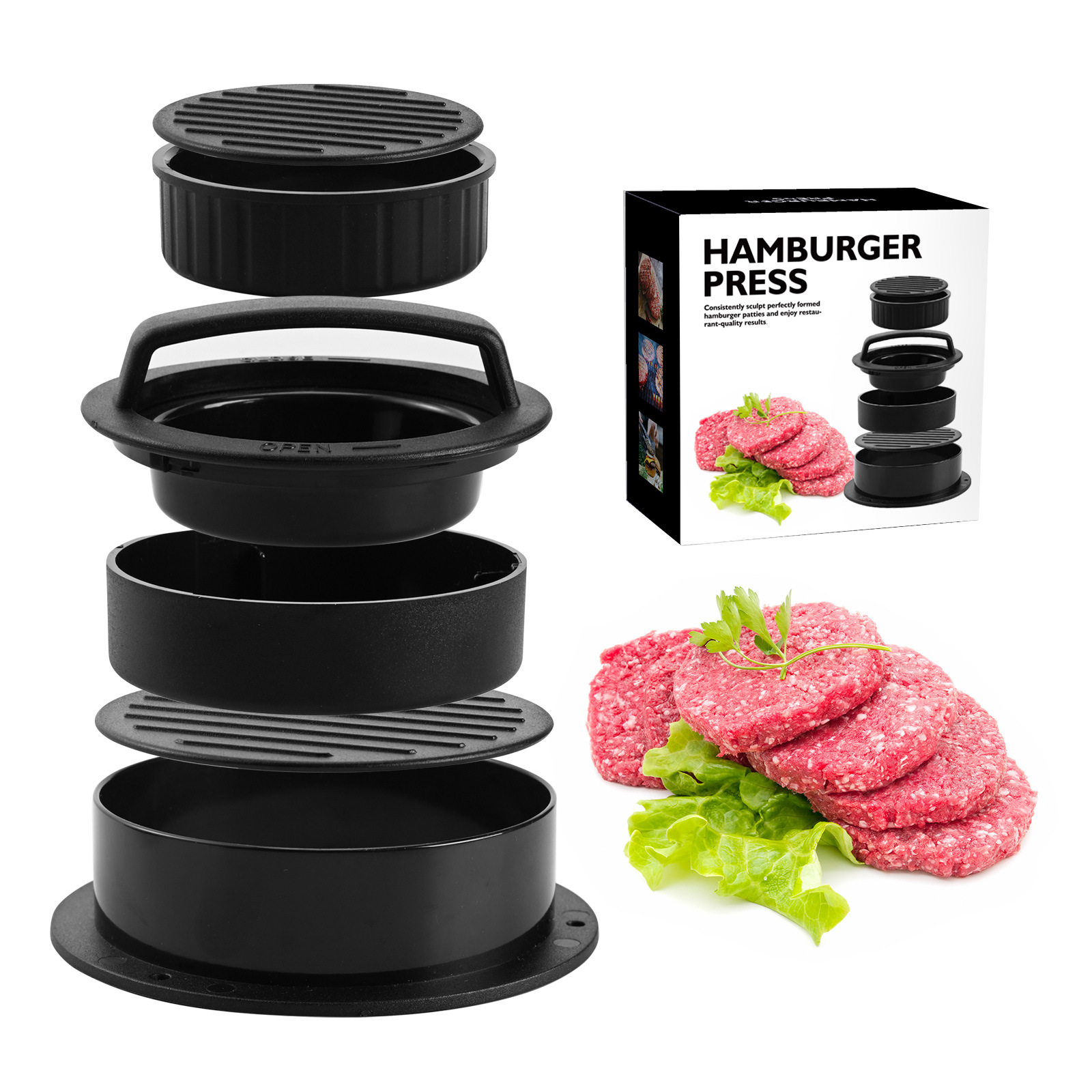 👍Last Day Promotion 60% OFF💥3 in 1 Hamburger Press Patty Maker--BUY 2 GET 10% OFF & FREE SHIPPING