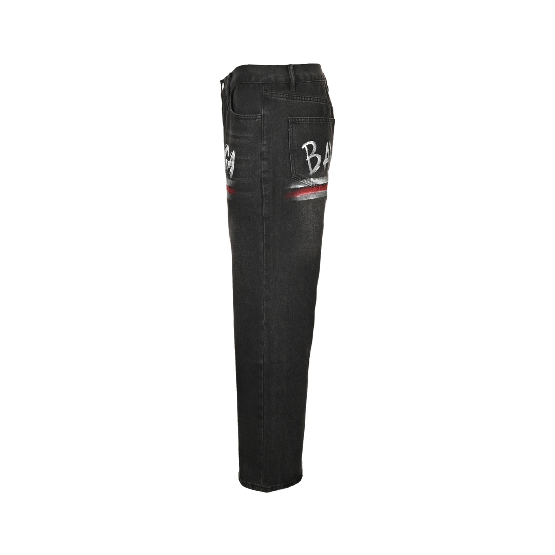 Balenciaga 24Fw Cola Print Vintage Jeans
