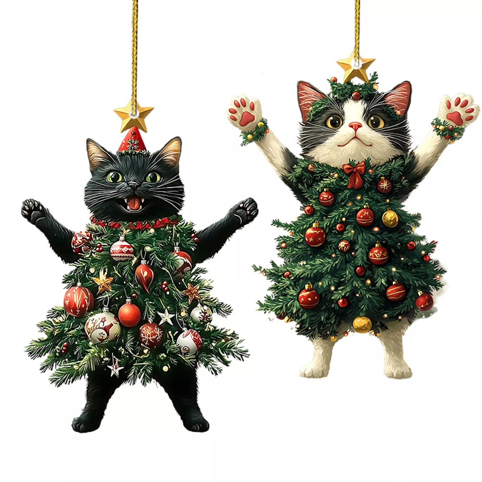 🔥Last Day Promotion 49% OFF🔥- Funny Black and White Cats Christmas Ornament