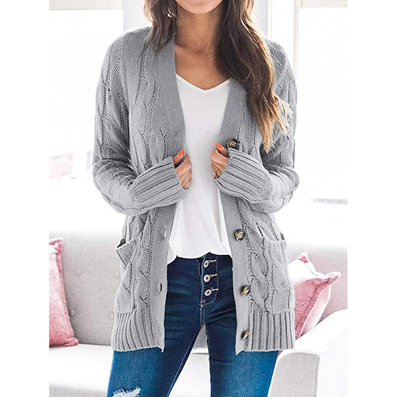 V-neck long-sleeved sweater coat