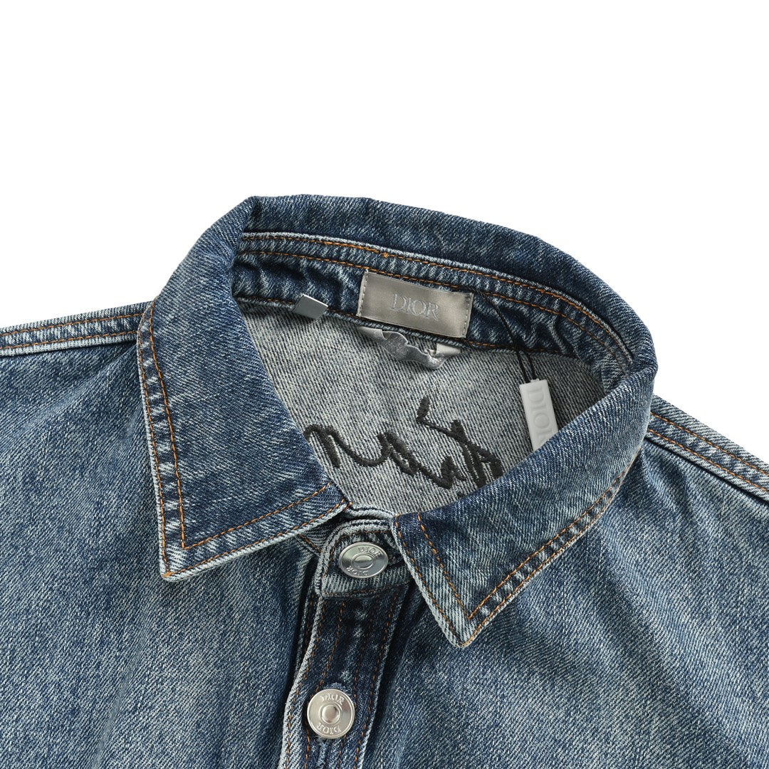 Dior 24Fw floral and plant embroidered denim jacket