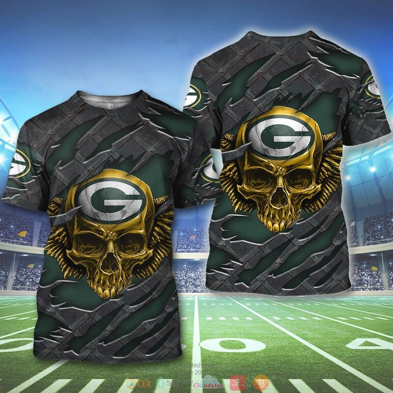 GREEN BAY PACKERS WINGS SKULL 3D HOODIE
