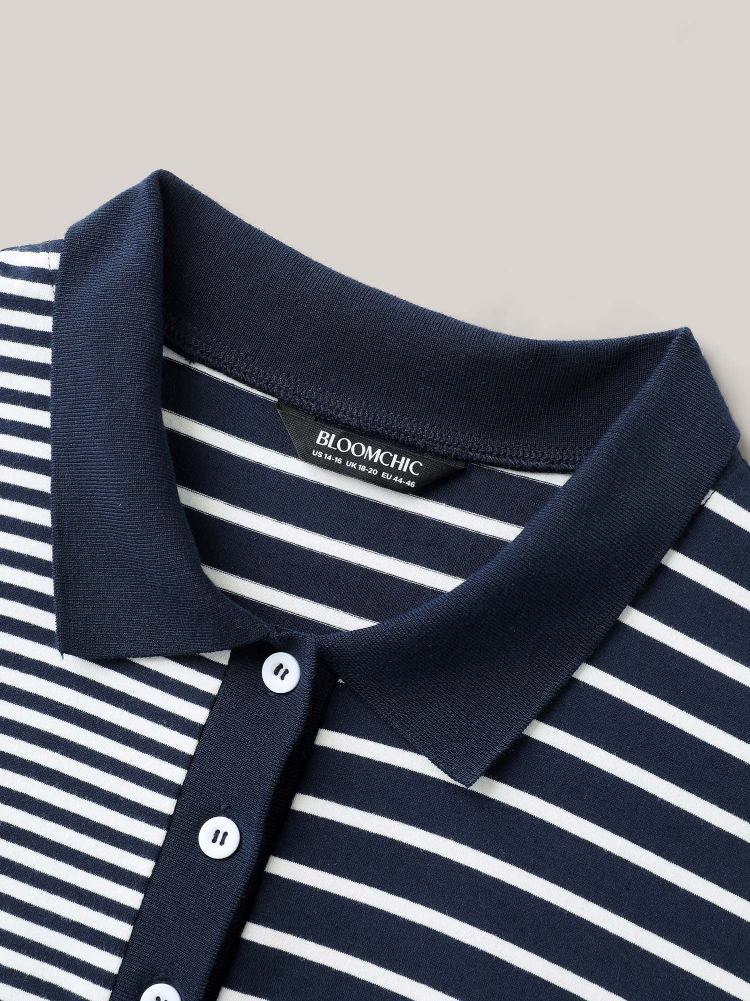 Cotton Knit Stripe Print Midi Dress