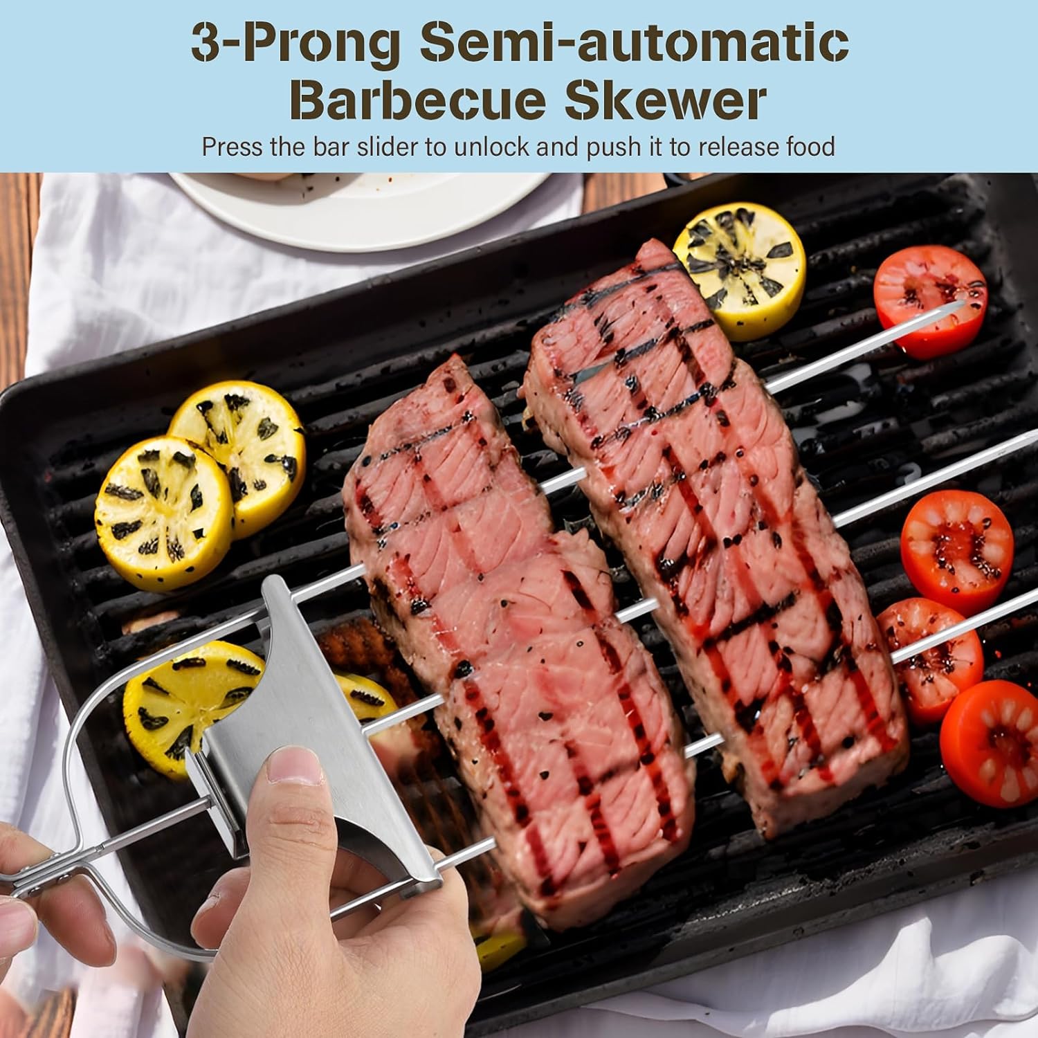 👍2024 New Arrival- 50% OFF💥3-Prong Semi-automatic Grill Fork