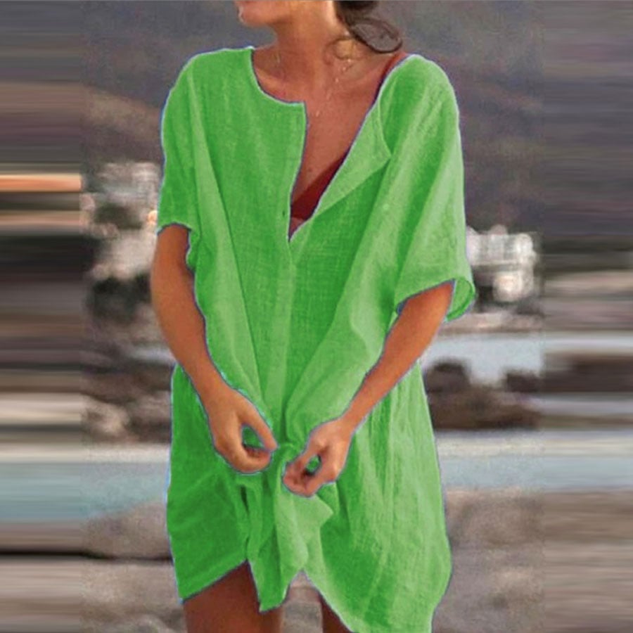 Ladies Simple Lazy Style Cotton Linen Shirt