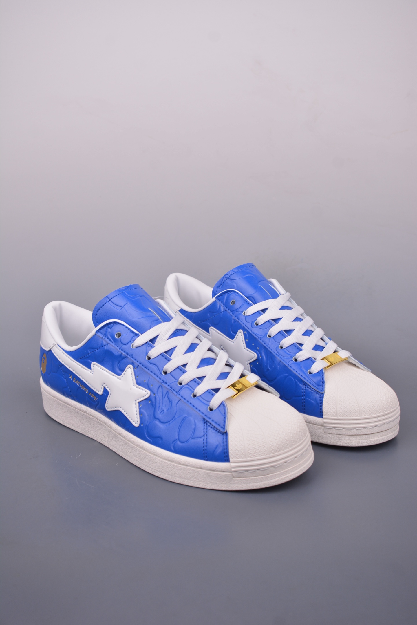 BAPE x Adidas Originals Superstar 80s Sneakers Joint Blue, White and Gold JR2702